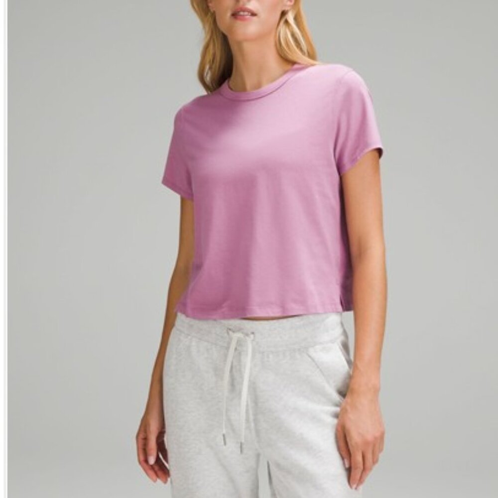 Lululemon Velvet Dust Classic-Fit Cotton-Blend T-shirt Sz 4